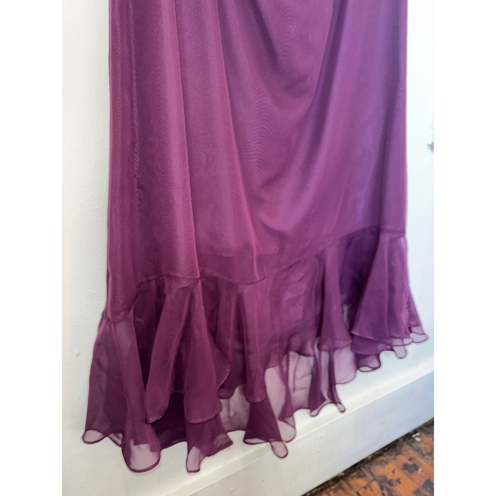 Vintage Deadstock Y2K Bridesmaid Dress Eggplant Beaded Strapless Ruffle Sz 14 - Picture 10 of 13